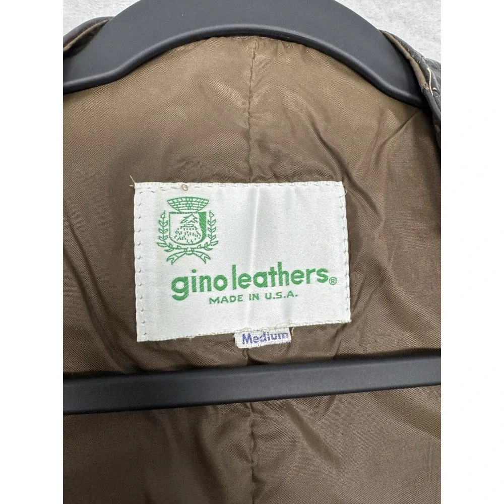 Vintage Gino Leathers Vest Mens Medium Brown Button Biker Western Moto 90s Y2K